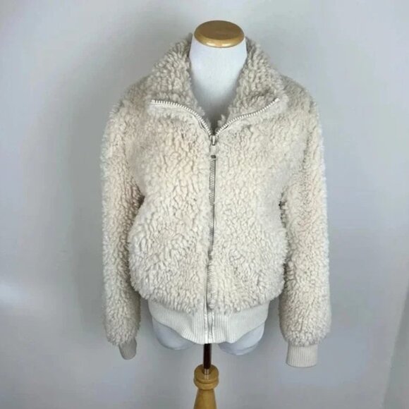 Zara Teddy Fuzzy Cream Zip Up Jacket - Picture 4 of 6